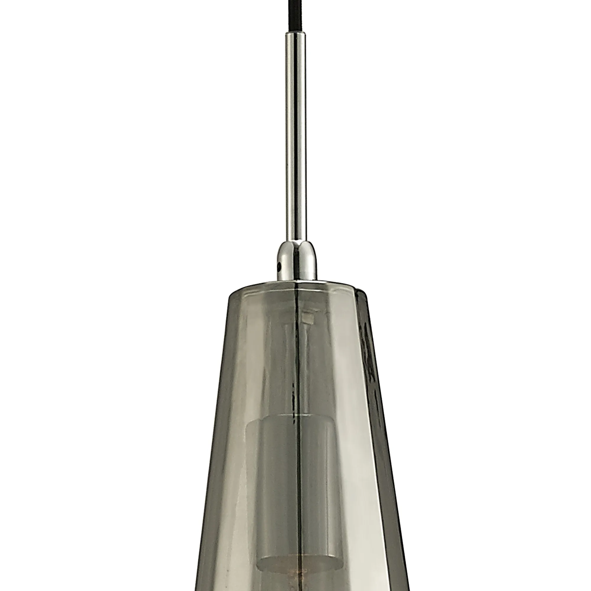 Markus Glass Pendant 1 Light Smoke Slim Cone Polished Chrome D0108  Deco Markus